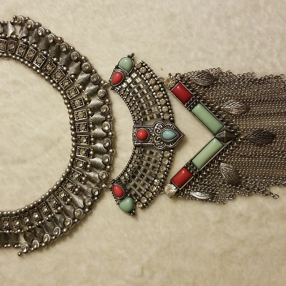 Large Statement Rhinestone Chandelier Necklace - image 4